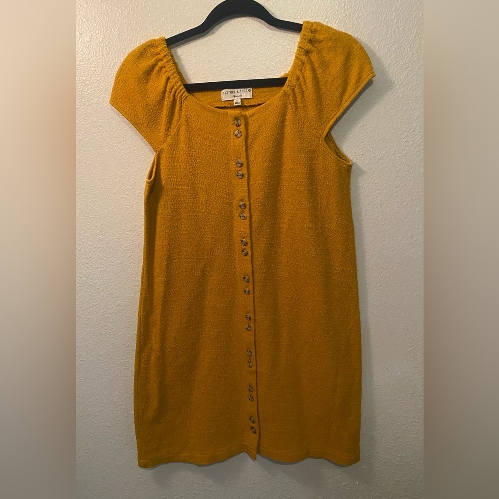 Madewell Texture & Thread 100% Cotton  Mustard Mini Dress Size XS